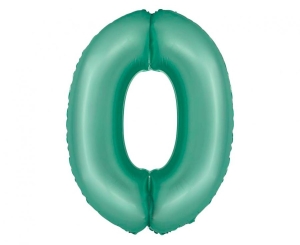 Balon foliowy cyfra 0 miętowa matowa 76 cm