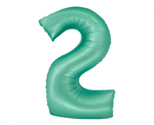 Balon foliowy cyfra 2 miętowa matowa 76 cm