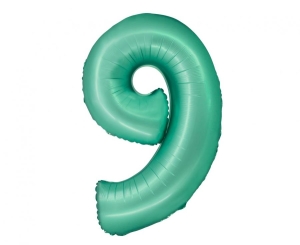 Balon foliowy cyfra 9 miętowa matowa 76 cm