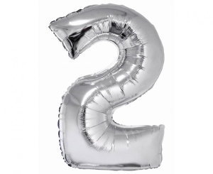Balon foliowy cyfra 2 srebrna 76 cm