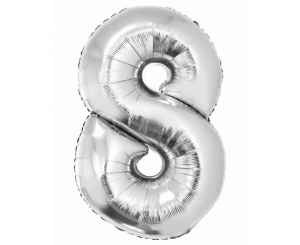 Balon foliowy cyfra 8 srebrna 76 cm