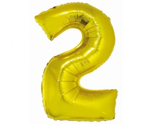 Balon foliowy cyfra 2 złota 76 cm