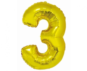 Balon foliowy cyfra 3 złota 76 cm