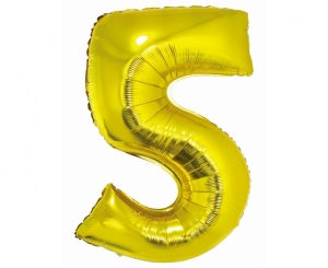 Balon foliowy cyfra 5 złota 76 cm