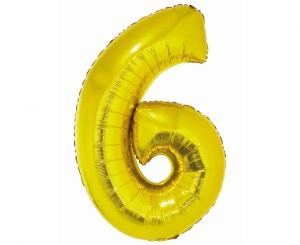Balon foliowy cyfra 6 złota 76 cm