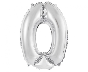 Balon foliowy cyfra 0 srebrna 35 cm