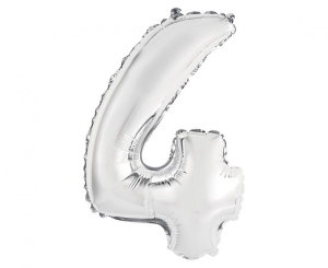 Balon foliowy cyfra 4 srebrna 35 cm