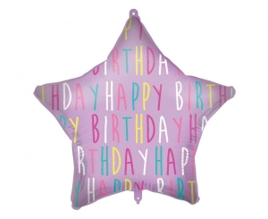 Balon foliowy gwiazdka Happy Birthday Purple 18 cali