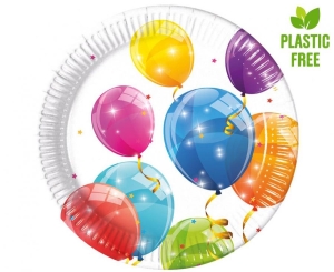 Talerzyki papierowe Sparkling Balloons 23 cm 8 szt