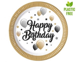 Talerzyki papierowe Milestone Party Happy Birthday 23cm 8 szt