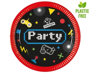 Talerzyki papierowe Gaming Party 20cm 8 szt