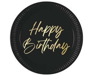 Talerzyki papierowe Elegant Happy Birthday 23 cm 8 szt