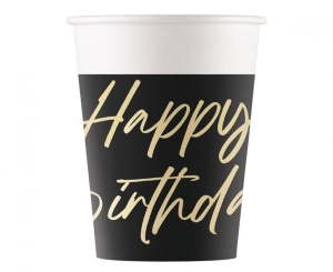 Kubeczki papierowe Elegant Happy Birthday 200 ml 8 szt