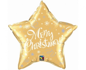 Balon foliowy gwiadka Merry Christmas złoty 20 cali