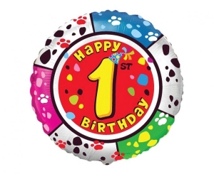 Balon foliowy Happy Birthday - 1 okrągły 18 cali