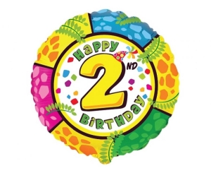 Balon foliowy Happy Birthday - 2 okrągły 18 cali