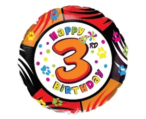 Balon foliowy Happy Birthday - 3 okrągły 18 cali