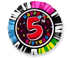 Balon foliowy Happy Birthday - 5 okrągły 18 cali