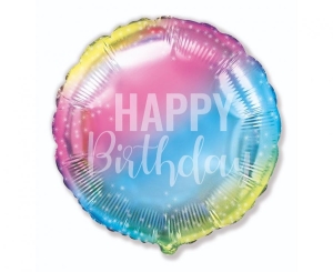 Balon foliowy Happy Birthday gradient okrągły 18 cali