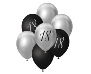 Bukiet balonowy srebrno-czarny 18 12 cali 7 szt