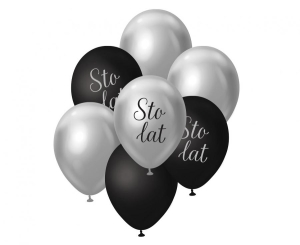 Bukiet balonowy srebrno-czarny Sto Lat 7 szt