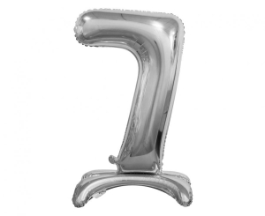 Balon foliowy cyfra stojąca 7 srebrna 74 cm