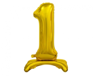 Balon foliowy cyfra stojąca 1 złota 74 cm