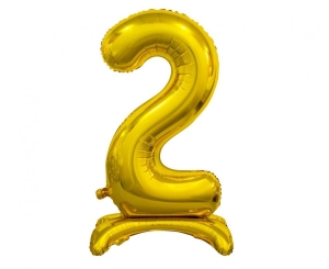 Balon foliowy cyfra stojąca 2 złota 74 cm