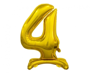 Balon foliowy cyfra stojąca 4 złota 74 cm
