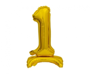 Balon foliowy cyfra stojąca 1 złota 38 cm
