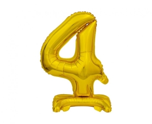 Balon foliowy cyfra stojąca 4 złota 38 cm