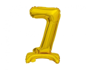 Balon foliowy cyfra stojąca 7 złota 38 cm