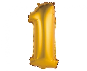 Balon foliowy cyfra 1 złota matowa 35 cm
