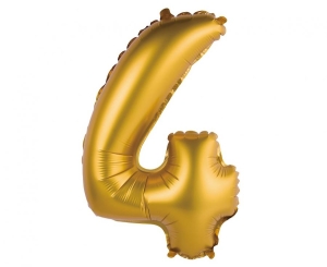 Balon foliowy cyfra 4 złota matowa 35 cm