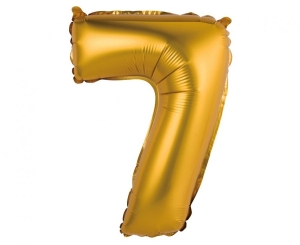 Balon foliowy cyfra 7 złota matowa 35 cm