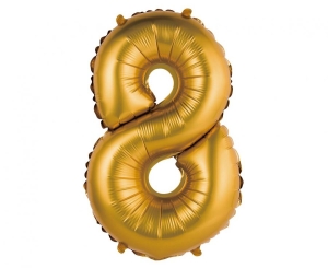 Balon foliowy cyfra 8 złota matowa 35 cm