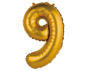 Balon foliowy cyfra 9 złota matowa 35 cm