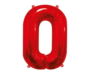 Balon foliowy cyfra 0 czerwona 85 cm