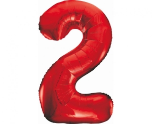 Balon foliowy cyfra 2 czerwona 85 cm