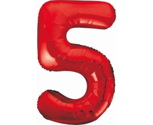 Balon foliowy cyfra 5 czerwona 85 cm