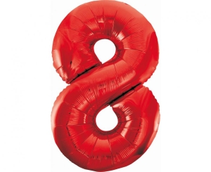 Balon foliowy cyfra 8 czerwona 85 cm