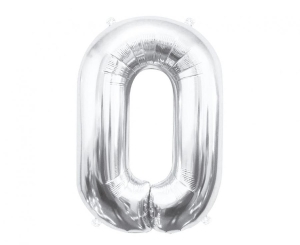 Balon foliowy cyfra 0 srebrna 85 cm