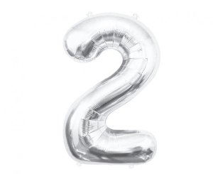 Balon foliowy cyfra 2 srebrna 85 cm