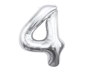 Balon foliowy cyfra 4 srebrna 85 cm