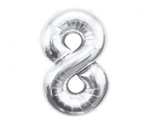 Balon foliowy cyfra 8 srebrna 85 cm