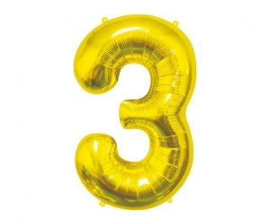 Balon foliowy cyfra 3 złota 85 cm
