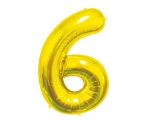 Balon foliowy cyfra 6 złota 85 cm