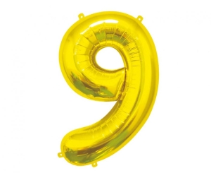 Balon foliowy cyfra 9 złota 85 cm