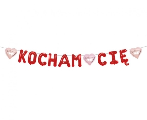 Girlanda papierowa KOCHAM CIĘ czerwona 1,8 m.