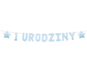 Girlanda papierowa 1 URODZINY niebieska 1,5 m.